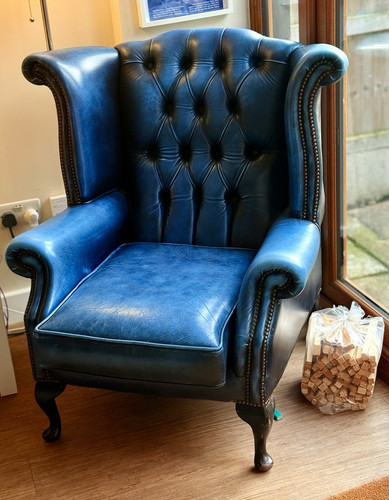 Blue leather upholstered - leather,