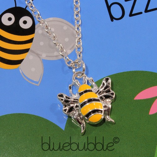 Funky bumble bee necklace cute - bee,