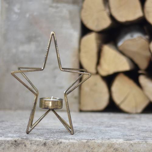 Star tealight holder - tealight, gold