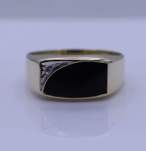 9ct yellow gold black onyx - 9ct, &