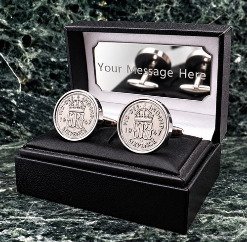 1947 sixpence coin cufflinks - 1947,