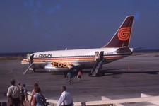 35mm Slide - Passengers Boarding Orion Airways Boeing 737, 1980