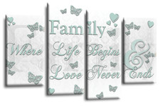 Family Love Wall Art Duck Egg Living Room Bedroom Split Canvas Picture Print