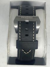 24mm Black Genuine Leather Watch Band Fits for Panerai PAM strap BARGAIN!