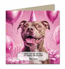 Personalised Birthday Card For Girls or Women or Dogs Staffy F263