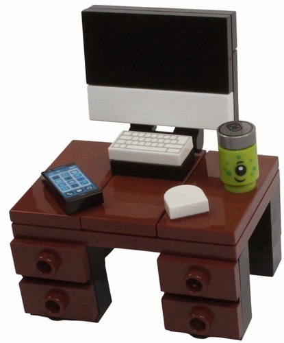 Lego reddish brown desk with - lego,
