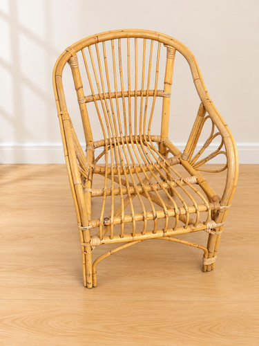 Vintage rattan cane armchair - vintage,