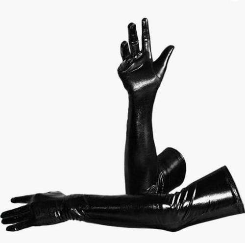 Black leather wet - black,