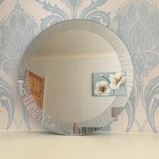 SILVER GLITTER SPARKLE MIRROR 50CM ROUND silver sunburst dressing WALL MIRROR