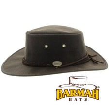 BARMAH BROWN OILSKIN CANVAS DROVER WATERPROOF FOLDAWAY COOLER HAT 1050