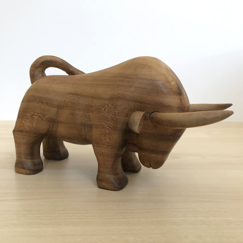 Wooden bull carving - carving, figurine