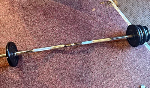 Threaded metal barbell with - threaded,