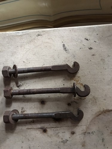 Antique wrought iron bed hooks - iron,