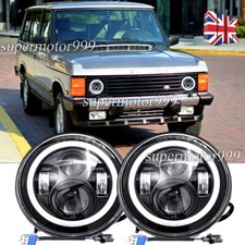7" Round LED Headlights Hi/Lo Halo Fit 1970-1995 Land Rover Range Rover Classic