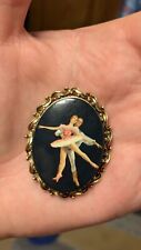 Gorgeous SWAN LAKE Ballerina Vintage Effect Handmade Cameo Brooch - Fedoskino