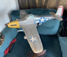 Vintage large handmade wood  American P51 Mustang ? folk art Aeroplane On Stand