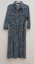Dannii Minogue Crinkle Shirt Dress size 6 Petite blue  Leopard QVC