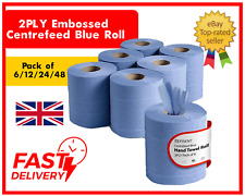 Blue Centrefeed Rolls 2-Ply Multipack Pack, 110m Embossed Industrial Wiper UK