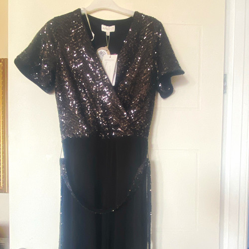 Apricot black sequin chevron - apricot,