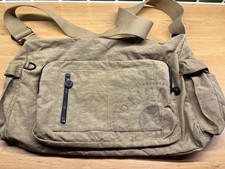 Vintage Kipling khaki Nylon Water Repellent Luggage Bag, long carry handle. 