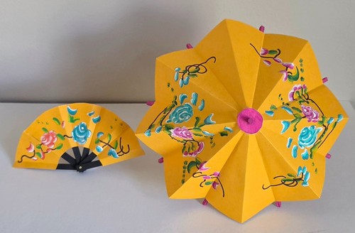 Small asian paper fan with - small,