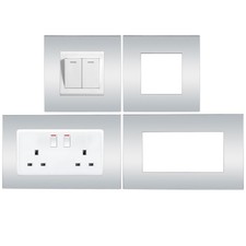 1-10 Finger Plates Silver Mirror Light Switch Single Double Plug Socket Surround