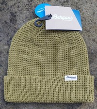 BERGANS of NORWAY 30% Merino Wool OLIVE GREEN Waffle Knit BEANIE Hat UNISEX