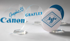 5 x Pcs Acrylic Display Signs For Graflex Graphic 35, Bolex. Agfa, Canon Cameras