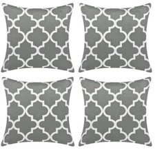 Grey Cushion Covers 4 Pack 18 inch 45cm x 45cm Square Geometric Modern Design