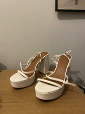 White Platform Block Heels for