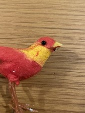 Vintage Bird, Spun Cotton, Wire, Feather, Christmas Tree Ornament (ref 3)