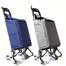 Folding Shopping Trolley on Wheels, Stair Climbing Shopping Cart Grocery Trolley