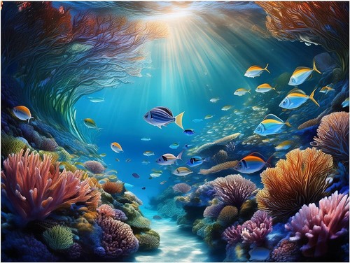 Tile mural coral - fish, sea