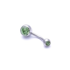 Surgical Steel  Belly Bar Navel Button Ring Double Crystal Body Piercing