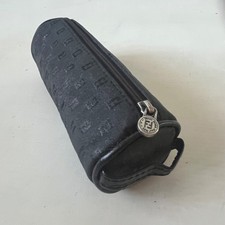 Authentic Vintage Fendi Pouch Purse Canvas Perfume Cosmetic Bag Black Logo