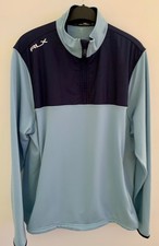 RLX Golf Ralph Lauren Men’s Navy & Light Blue 1/4 Zip Mid Layer Jacket Large