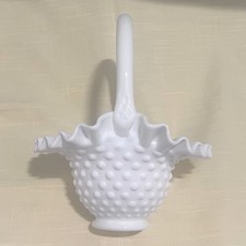Vtg Fenton Hobnail White Milk