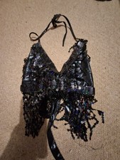 LADIES BLACK SEQUIN HALTERNECK