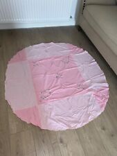 Vintage Mid Century Pink Gingham Oval Tablecloth Flower Embroidery #cottagecore