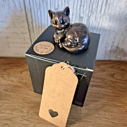 Cat ornament black - copper, cute