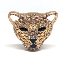 Vintage Avon 1980's Leopard Tiger Cat Crystal Brooch Costume Jewellery 70's J57