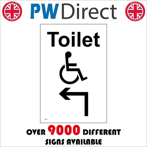 Sign disabled toilet left - sign, up