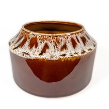 Honiton Pottery Drip Glaze Jar Brown & Cream Planter Pot (Missing Lid) Devon