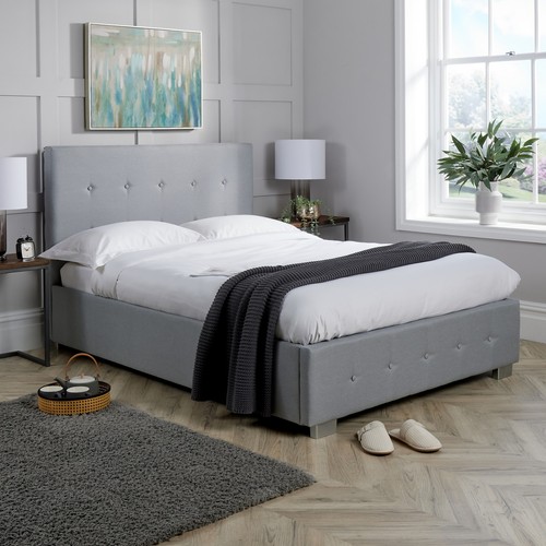 Grey fabric ottoman - ottoman, storage
