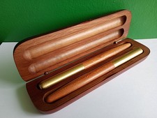 Preowned Avocado & Spice Ballpoint & Fountain Pen Set - Original Wooden Case Box