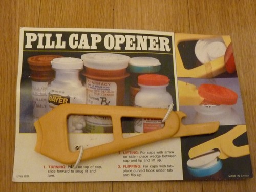 Vintage pill bottle opener - bottle, nos