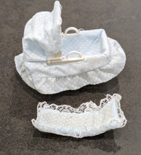 Sylvanian Baby Crib cot bassinet rocking hooded with matching bedding