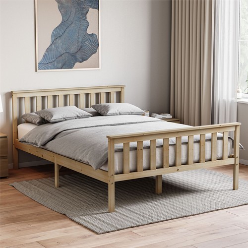 Wooden bed frame - wooden, pine