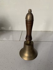 Vintage Style Brass And Wood Hand Bell School Bell - 20cm tall