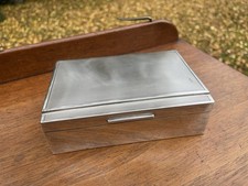 Art Deco Silver Hallmarked Cigarette Box B`ham 1940  5"x 3.5" Engine Turned Lid